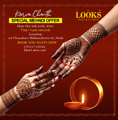 beauty salon poster design for karwa chauth