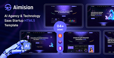 Aimision - AI Agency & Technology Saas Startup HTML5 Template ai clean graphic design html modern saas web design