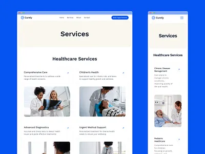 Curely — Clean Modern Health Care Website for Clinics & Doctors ai clean clinic website doctor website figma framer health care website landing page medical website modern ui ui design ux ux design web design webflow website wellness design