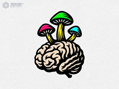 Mushroom Brain logo brain logo branding creative logo logo magic brain mushroom logo nature inspired logo psychedelic branding psychedelic logo