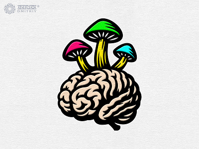 Mushroom Brain logo brain logo branding creative logo logo magic brain mushroom logo nature inspired logo psychedelic branding psychedelic logo