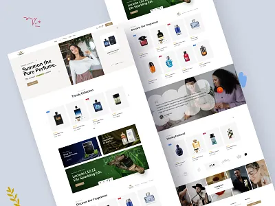 Perfume Shop Design Website Landing Page app aroma store beauty shop branding clean collection concept cosmetics ecommerce creative design dropshipping fragrance fragrance shop illustration layout nature perfume shop shopping app website