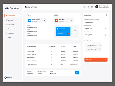E-Commerce Dashboard Invoice Page create invoice invoice invoice dashboard invoice page invoice uiux