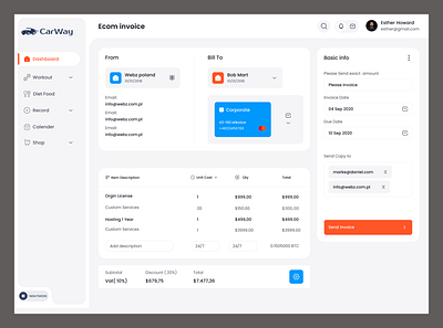 E-Commerce Dashboard Invoice Page create invoice invoice invoice dashboard invoice page invoice uiux