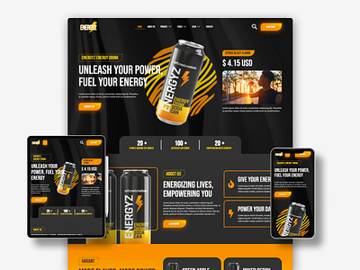 Energy Drink Can Brand Website Design (Elementor Kit) beverage website branding design creative design dribble showcase ecommerce design elementor kit energy drink modern web design product landing page template kit uiux design website design wordpress design