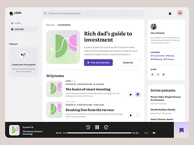 Podcast web app clean investment play podcast web