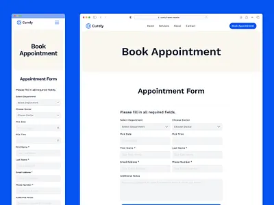 Curely — Clean Modern Health Care Website for Clinics & Doctors ai clean clinic website doctor website figma framer health care website landing page medical website modern ui ui design ux ux design web design webflow website wellness design