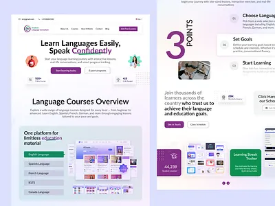 Language Learning Platform 2025 new shots design education education learning website figma language language learning platform learning platform new design ui uiux user interface