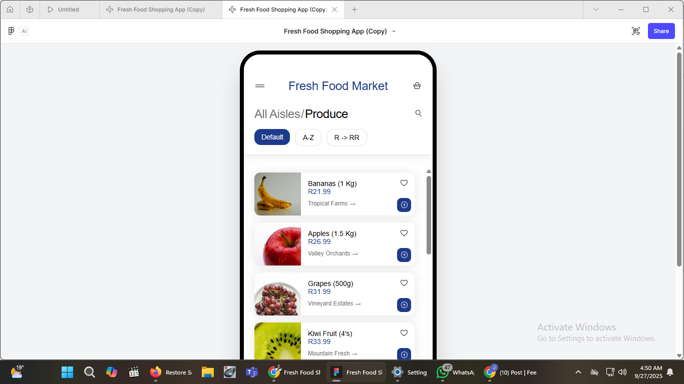 Example of Fresh Food Coded App
