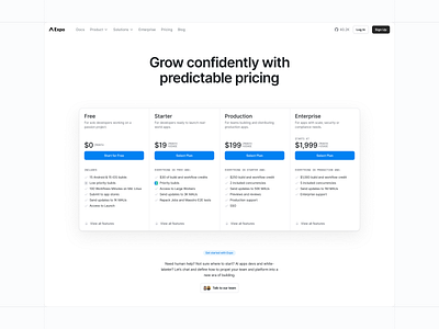 Expo pricing page cards layout pricing table ui web web design