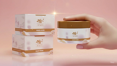 Anil Hair Mask Jar Label and Box Packaging Design 3d animation branding design golden motif packaging graphic design graphic designer illustration label design logo mockup motion graphics packaging design packaging designer structural design ui