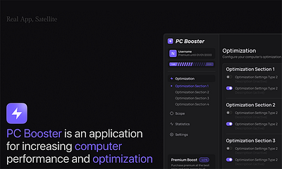 PC Booster app booster branding computer desctop optimization product ui ux