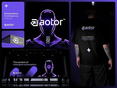 Aotor | Futuristic AI Automation Brand Identity a letter logo ai logo automation brand identity branding business logo futuristic logo logo logo design minimalist logo modern logo design software company tech tech startup technology