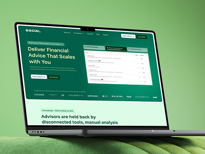 Scalable Financial Advisory Website Design clean design concept finance website freelance graphic design green color mockup modern website ui website