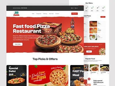 Pizza Restaurant Website 2025 new shots design fast food figma food food offer new design pizza pizza restaurant pizzaria ui uiux user interface web design website website design