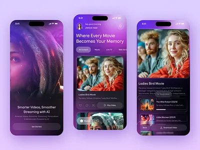 AI Movie & Entertainment App Design app design app ui design film live mobile mobile app movie app netflix online media popular short video app smart tv app streaming platform tv show app uiux video app video content video streaming video streaming app