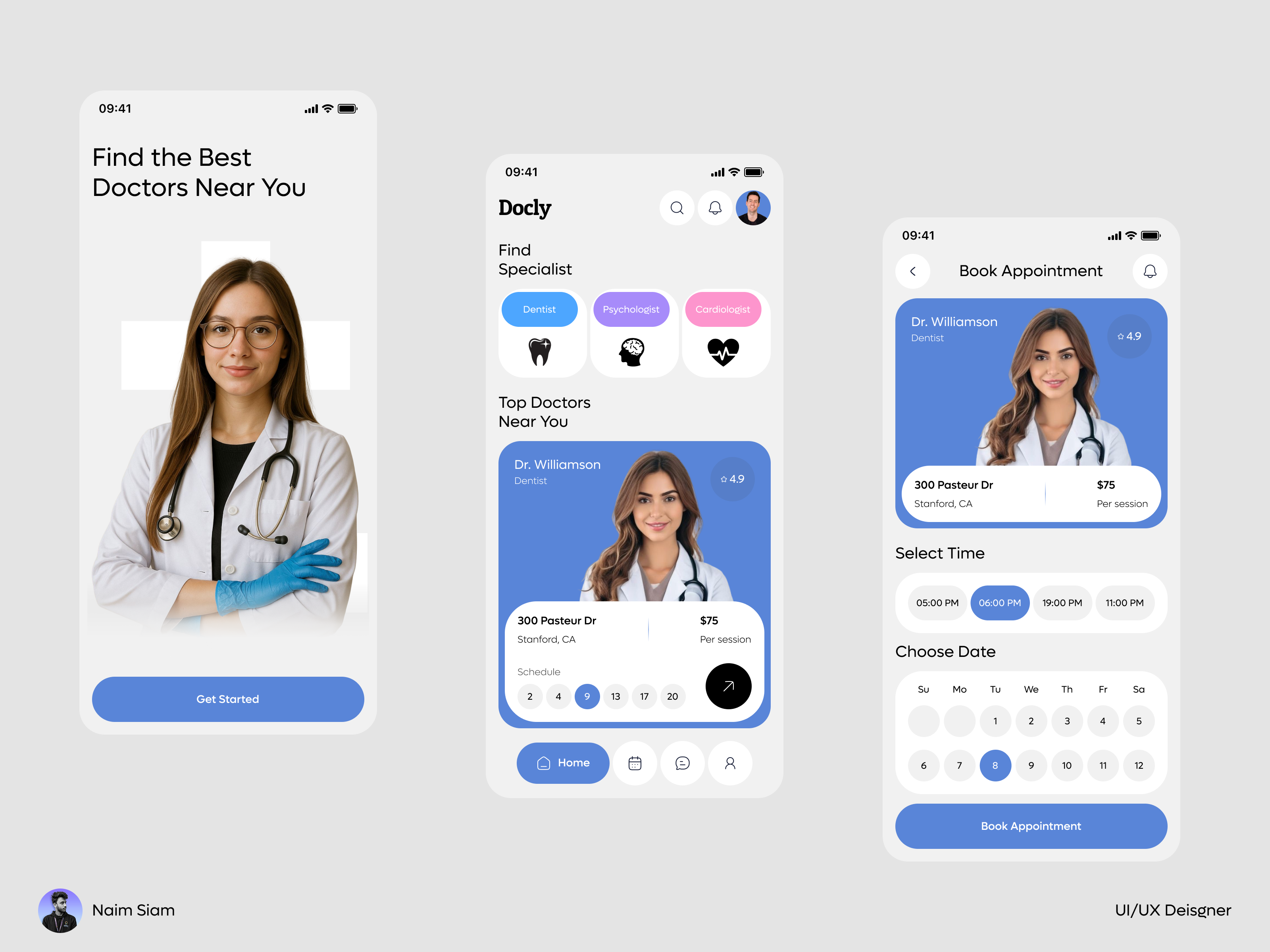Docly – Doctor Booking App appointment booking appointment ui doctor app doctor app ui doctor appointment doctor booking doctor consultation health tracker app healthcare app healthcare mobile app healthcare ui hospital app hospital booking medical app medical booking online doctor patient app