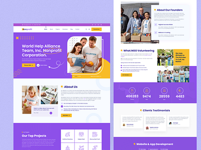 Charity & Nonprofit Website Landing Page agency agency website charity clean donate fundraiser interface landing page landing page design logo minimal ngo non profit ui user interface ux volunteer web design web ui website