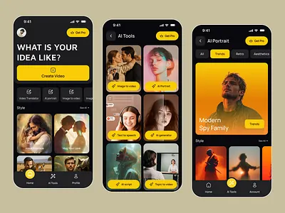 Virbo – AI Talking Video Generator Mobile App ai ai design ai generator ai photo editor ai portrait ai tools ai video generator image to video interaction interface mobile app ui ux video app video editor app
