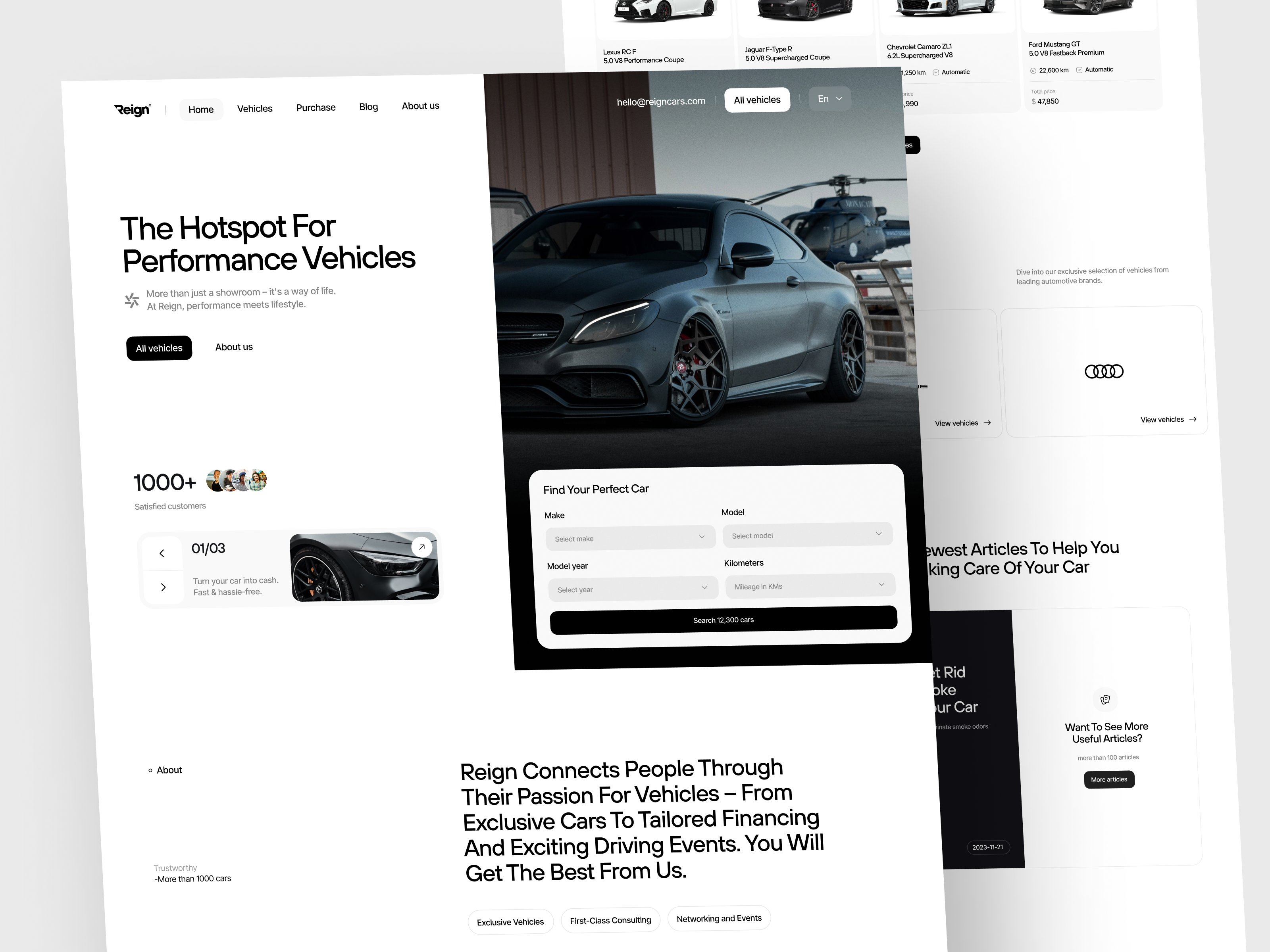 Exotic Car Showroom - Landing Page automobile car car showcase clean exotic graphic design homepage interface minimal motion graphics showroom sport car ui user interface ux vehicle web web design website