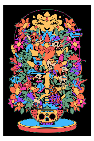 ARBOL DE LA VIDA. art design design character diademuertos digital art graphic design illustration merch mexico poster print