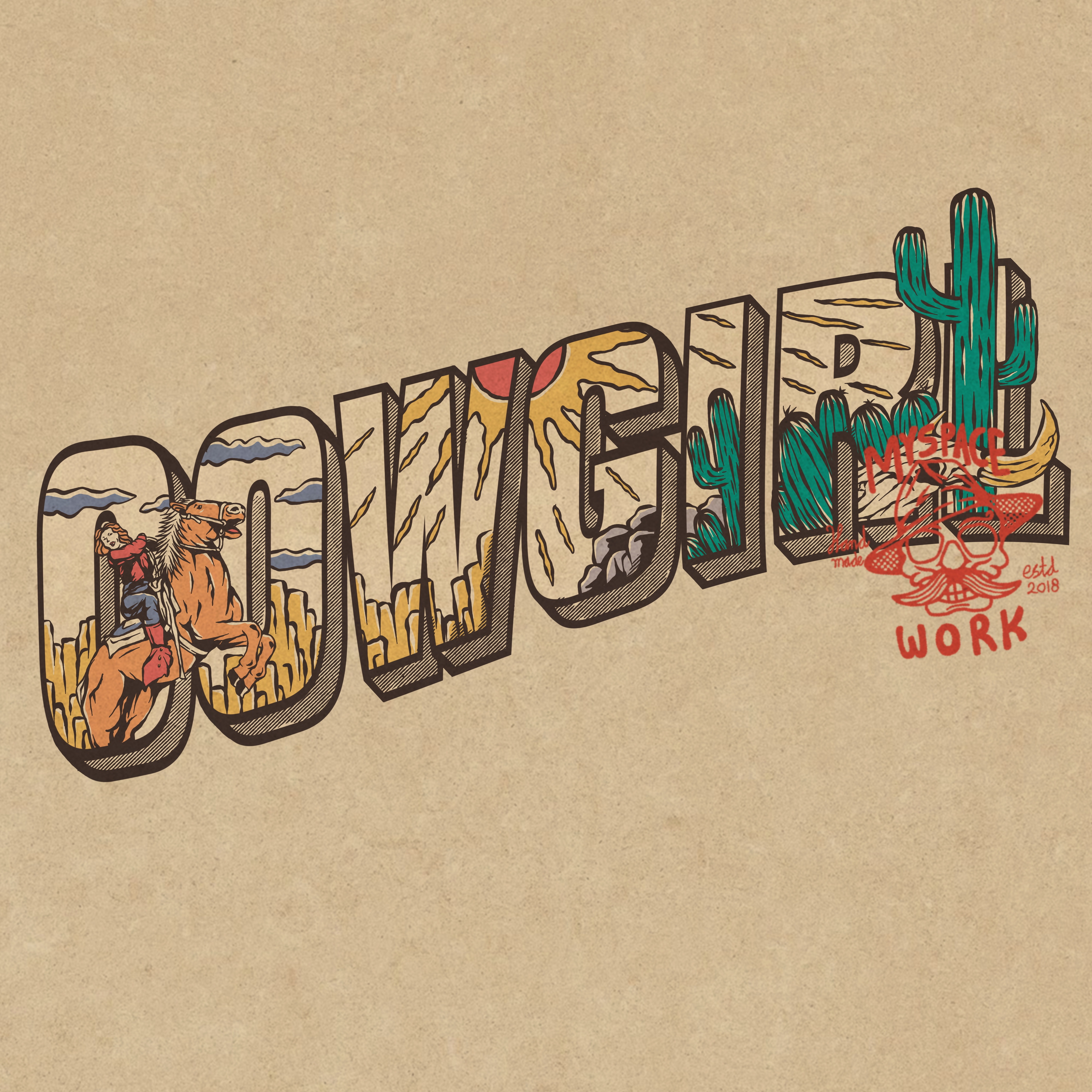 COWGIRL PROJECT apparel branding clothing digitalart graphic design illustration logo merchandise product design tshirt typograph vintage