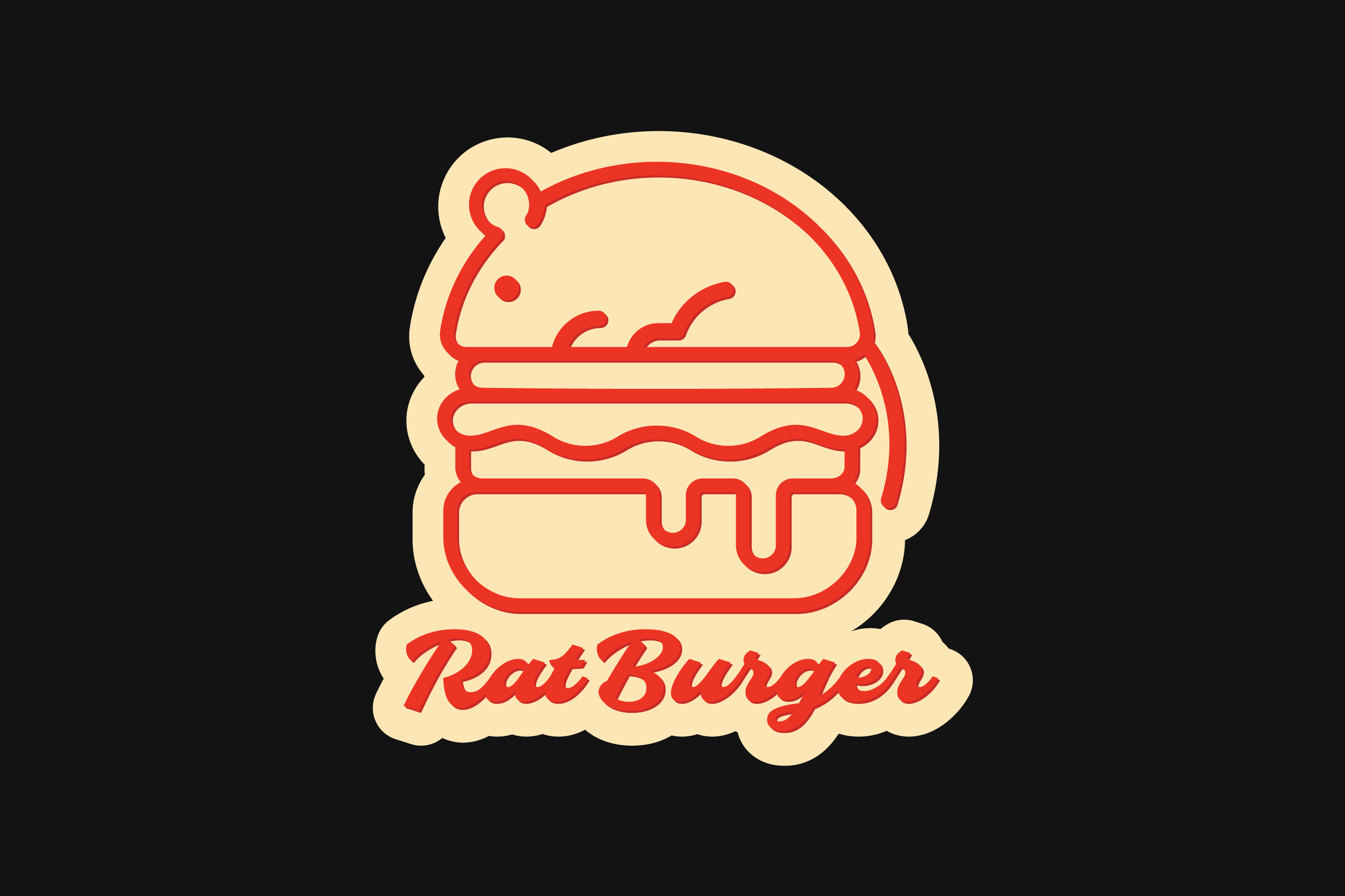 RatBurger Logo Concept burger cheeseburger mouse rat