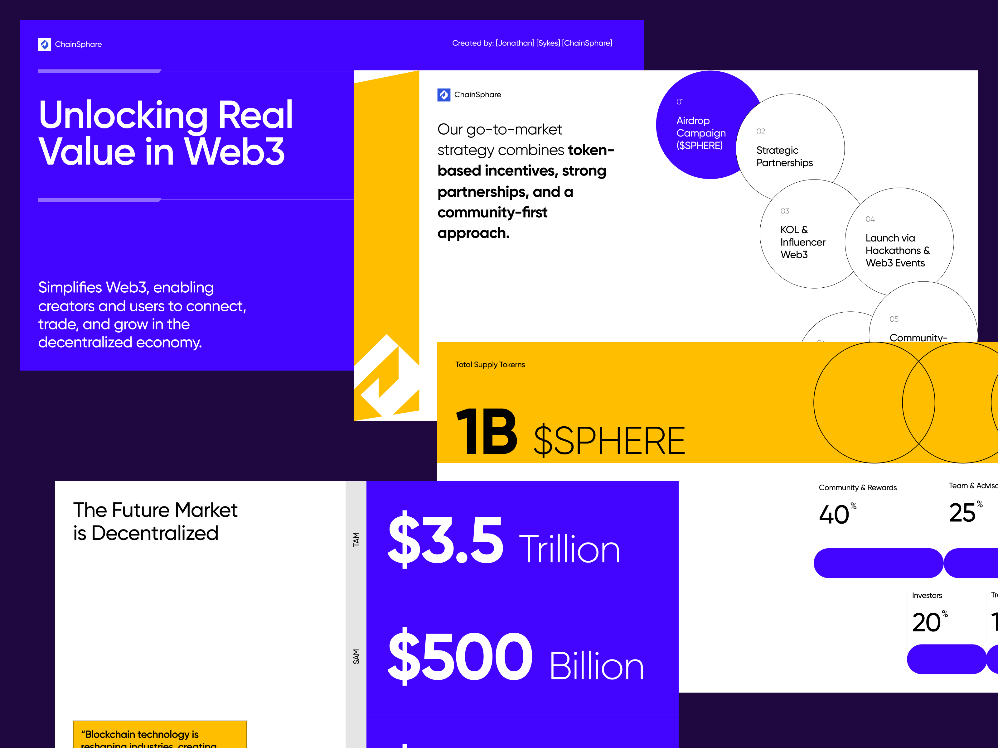 ChainSphare - Web3 Pitch Deck deck google slide keynote pitch deck pitchdeck pitching powerpoint ppt presentation product design slide slide deck web3 web3 design