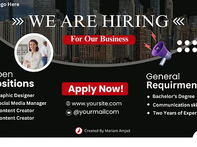 Hiring poster/ Template Design creative design design graphic design social media design template design visual design
