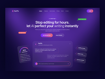 Ai Writing SAAS Landing Page ai ai writing ai writing saas landing page application chat chatbot company landing landing page design page platform saas saas landing page software tools ui ui design ux website writing