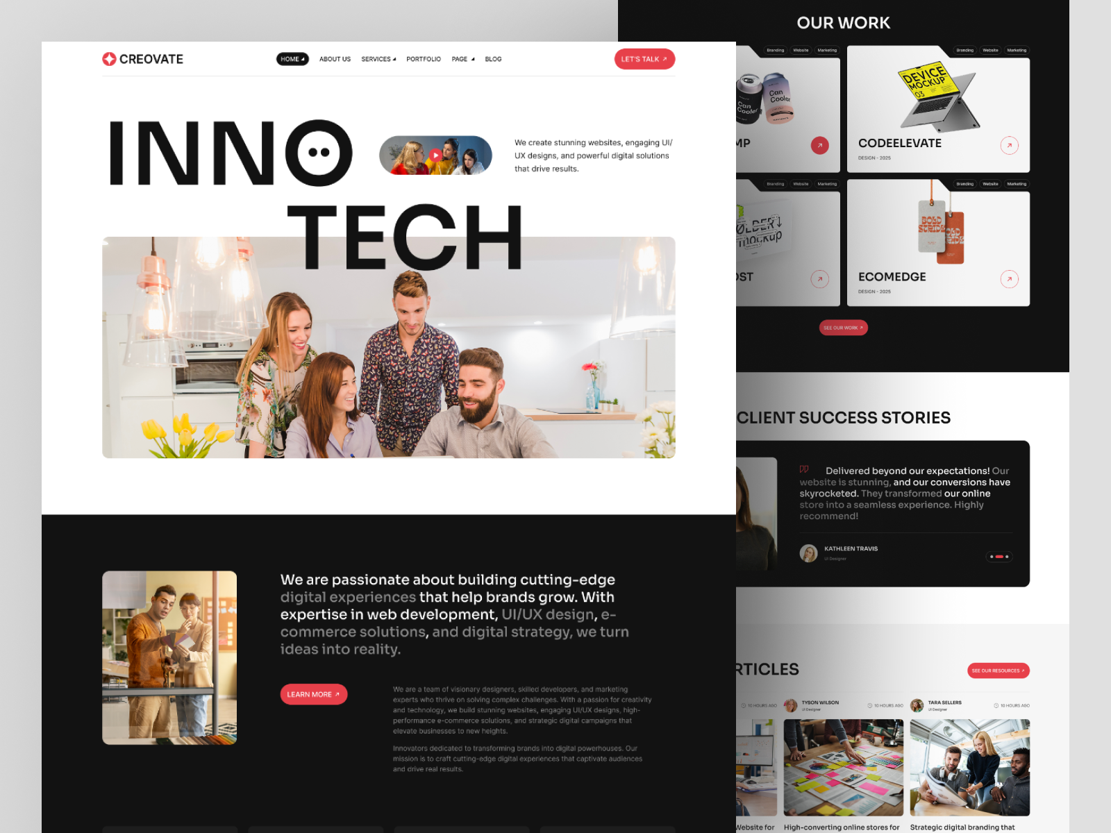 Example of Modern Creative Design Agency Website UI/UX Design