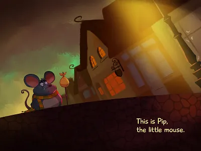 Pip and the Tea 02 animal animation book character city dusk houses illustration mouse night story street tale town wanderer