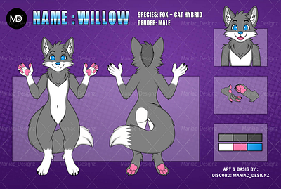 Commissionsopen for fursona reference sheet anthroart