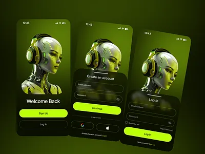 Login & Signup UI Design ai app design appui authenticationui face scan ios login page loginui mobileappdesign mobileui registration signup page signupui uidesign uiux