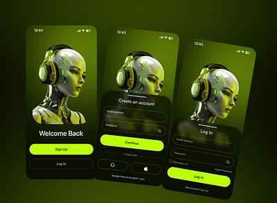 Login & Signup UI Design ai app design appui authenticationui face scan ios login page loginui mobileappdesign mobileui registration signup page signupui uidesign uiux