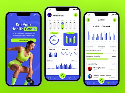 Mindche Health – Track, Analyze & Achieve Your Fitness Goals UI design ui ux