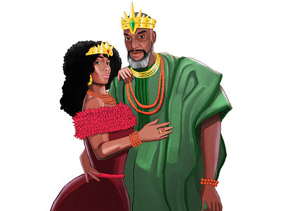Royal African Couple — Wedding Illustration Commission royal