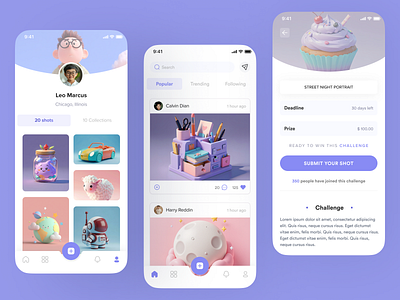 An app to share your incredible 3D creations! 3d app concept dailyui explore fun kids library mobile share social ui ux