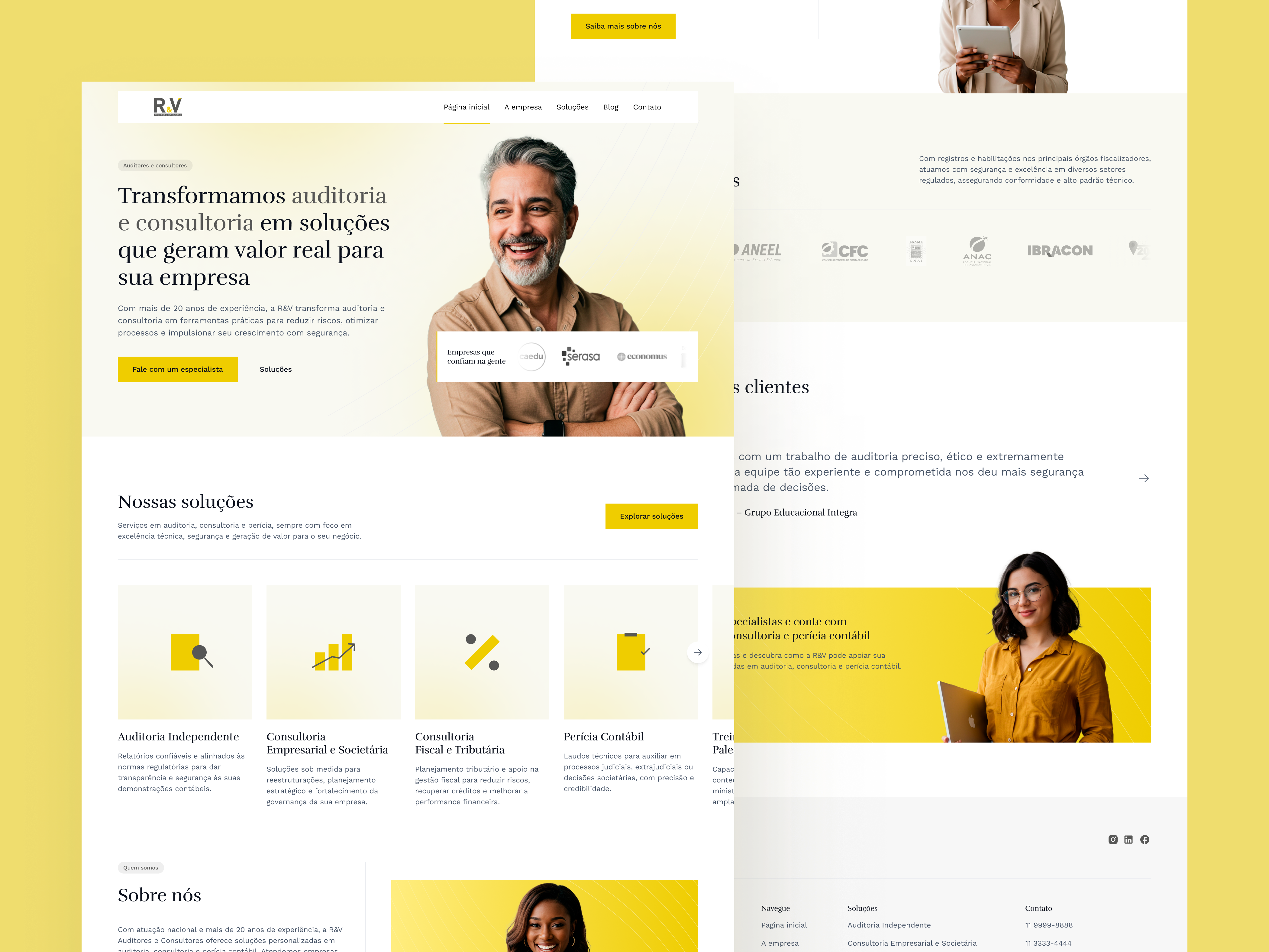 Auditing & Business Consulting Website Design auditing auditoria e perícia b2b business consulting consulting corporate website financial consulting landing page yellow palette