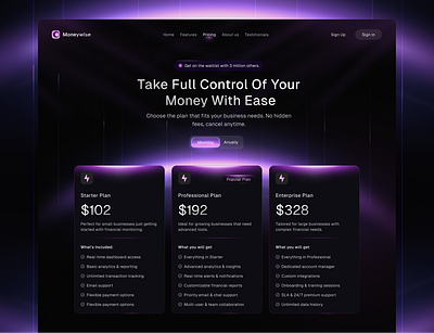 Moneywise - Pricing Design bento bento card bento design design effect gredient gredient desing hr rumen landing landing page landingpage design pricing pricing page pricing website trendy design ui web web design website website design