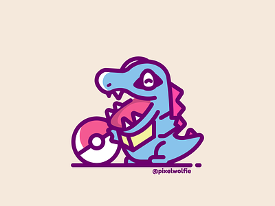 Totodile💦 blue character design croc crocodile gameboy games illustration line art minimalist pokeball pokemon procreate retro totodile vector vintage water