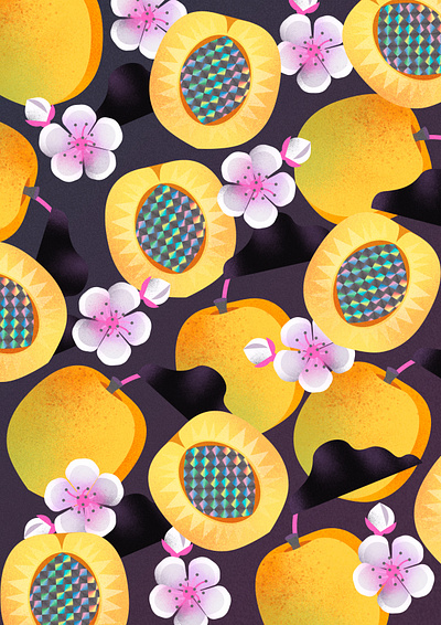 Almaty Apricot apricot digital illustration digital pattern flat art flat illustration pattern