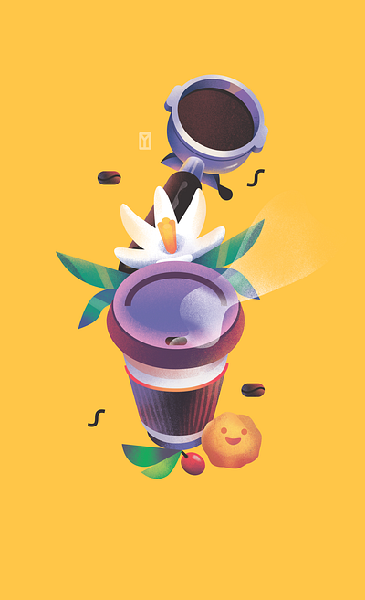 Tea & Coffee coffee digital 2d flat design flat illustration graphic design illustration poster tea vector art vector artwork