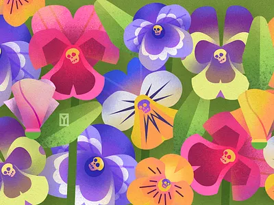 Momento Mori Garden digital 2d flat design flat illustration flower pattern flowers illustration vector art vector artwork