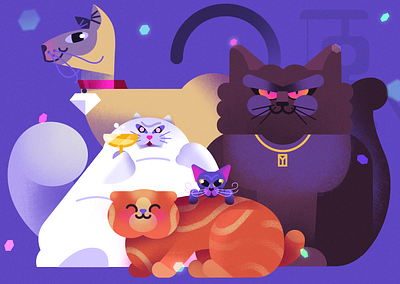 Postcard with Cats cat illustration cats digital 2d flat design flat illustration graphic design illustration vector art vector artwork
