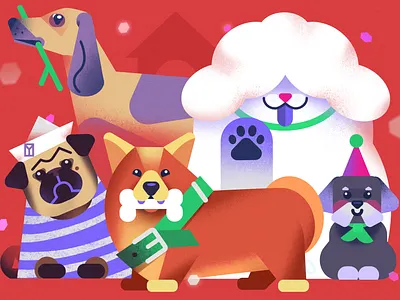 Postcard with dogs design digital 2d dogs illustration flat design flat illustration graphic design illustration vector art vector artwork