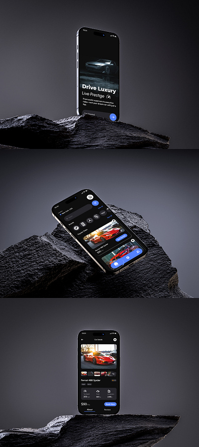 La Réserve - A Luxury Car Rental App app application design branding car car rental app clean design ferrari figma luxury luxury app design luxurydesign mobile app rental rental app ui ux