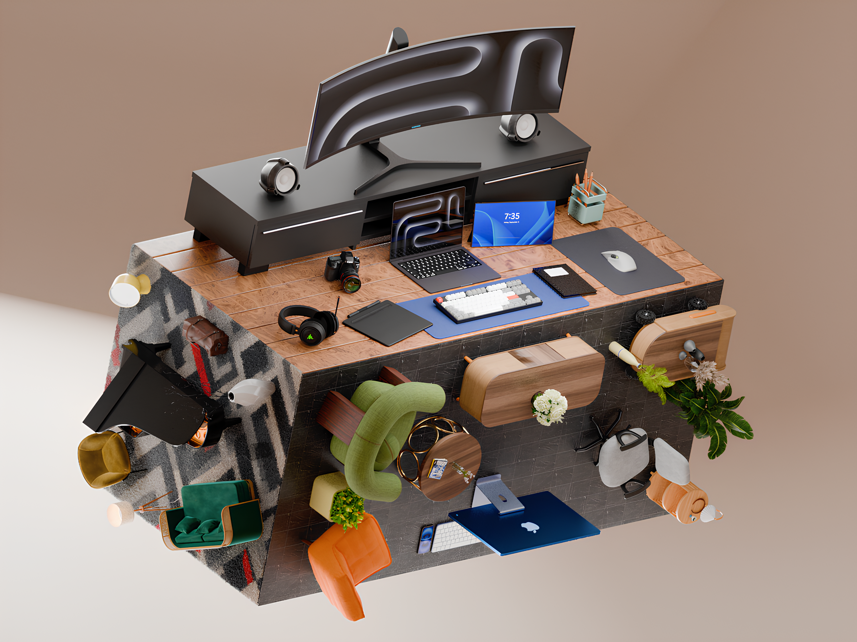 Spaces · Omar Aqil 3d 3d illustration 3dart 3ddesign blender concept art digitalart graphic design