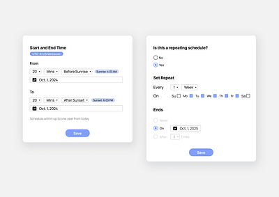 Scheduling Form control dashboard form schedule web app