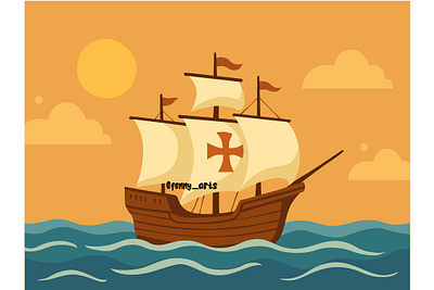 Columbus Day with Amazing Ships america american background celebration colombus day discovery education event exploration flag heritage holiday landmarks ocean outdoor portrait sailboats unity us